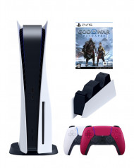Игровая приставка Sony PlayStation 5 (3-ревизия)+2-й геймпад(красный)+зарядное+God of War, 825 ГБ Игровая приставка Sony PlayStation 5 (3-ревизия)+2-й геймпад(красный)+зарядное+God of War, 825 ГБ