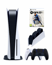 Игровая приставка Sony PlayStation 5 (3-ревизия)+2-й геймпад(черный)+зарядное+FIFA23 Игровая приставка Sony PlayStation 5 (3-ревизия)+2-й геймпад(черный)+зарядное+FIFA23