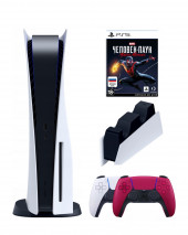 Игровая приставка Sony PlayStation 5 (3-ревизия)+2-й геймпад(красный)+зарядное+Майлз Моралес, 825 ГБ Игровая приставка Sony PlayStation 5 (3-ревизия)+2-й геймпад(красный)+зарядное+Майлз Моралес, 825 ГБ
