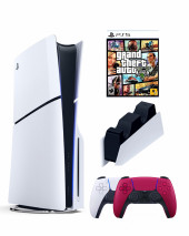 Приставка Sony Playstation 5 slim 1 Tb+2-ой геймпад(красный)+зарядное+GTA 5 Приставка Sony Playstation 5 slim 1 Tb+2-ой геймпад(красный)+зарядное+GTA 5