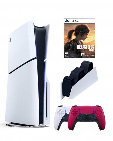 Приставка Sony Playstation 5 slim 1 Tb+2-ой геймпад(красный)+зарядное+Один из нас