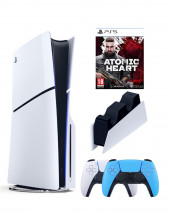 Приставка Sony Playstation 5 slim 1 Tb+2-ой геймпад(голубой)+зарядное+Atomic Приставка Sony Playstation 5 slim 1 Tb+2-ой геймпад(голубой)+зарядное+Atomic
