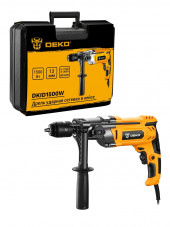 Дрель ударная сетевая DEKO DKID1500W двухскоростная, в кейсе, с быстрозажимным патроном Дрель ударная сетевая DEKO DKID1500W двухскоростная, в кейсе, с быстрозажимным патроном