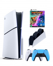 Приставка Sony Playstation 5 slim 1 Tb+2-ой геймпад(голубой)+зарядное+Ratchet Clank Приставка Sony Playstation 5 slim 1 Tb+2-ой геймпад(голубой)+зарядное+Ratchet Clank