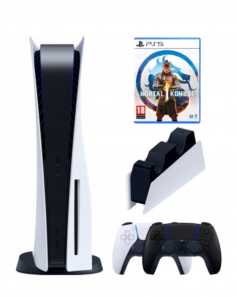 Игровая приставка Sony PlayStation 5+2-й геймпад(черный)+зарядное+Mortal Kombat 1