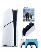 Приставка Sony Playstation 5 slim 1 Tb+2-ой геймпад(голубой)+зарядное+God of WAr Приставка Sony Playstation 5 slim 1 Tb+2-ой геймпад(голубой)+зарядное+God of WAr