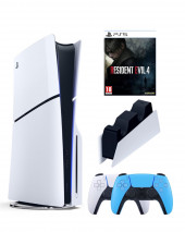 Приставка Sony Playstation 5 slim 1 Tb+2-ой геймпад(голубой)+зарядное+Resident Evil Приставка Sony Playstation 5 slim 1 Tb+2-ой геймпад(голубой)+зарядное+Resident Evil