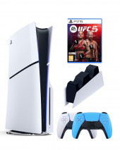 Приставка Sony Playstation 5 slim 1 Tb+2-ой геймпад(голубой)+зарядное+UFC5 Приставка Sony Playstation 5 slim 1 Tb+2-ой геймпад(голубой)+зарядное+UFC5