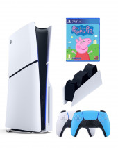 Приставка Sony Playstation 5 slim 1 Tb+2-ой геймпад(голубой)+зарядное+Свинка Пеппа Приставка Sony Playstation 5 slim 1 Tb+2-ой геймпад(голубой)+зарядное+Свинка Пеппа