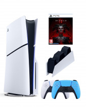 Приставка Sony Playstation 5 slim 1 Tb+2-ой геймпад(голубой)+зарядное+Diablo IV Приставка Sony Playstation 5 slim 1 Tb+2-ой геймпад(голубой)+зарядное+Diablo IV