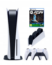 Игровая приставка Sony PlayStation 5 + 2-ой геймпад + зарядное + Игра FC 24 Игровая приставка Sony PlayStation 5 + 2-ой геймпад + зарядное + Игра FC 24