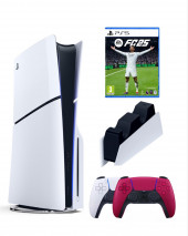 Приставка Sony Playstation 5 slim 1 Tb+2-ой геймпад(красный)+зарядное+FC25 Приставка Sony Playstation 5 slim 1 Tb+2-ой геймпад(красный)+зарядное+FC25