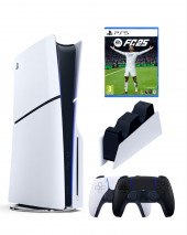 Приставка Sony Playstation 5 slim 1 Tb+2-ой геймпад(черный)+зарядное+FC25 Приставка Sony Playstation 5 slim 1 Tb+2-ой геймпад(черный)+зарядное+FC25