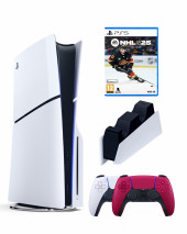 Приставка Sony Playstation 5 slim 1 Tb+2-ой геймпад(красный)+зарядное+NHL25