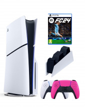 Приставка Sony Playstation 5 slim 1 Tb+2-ой геймпад(розовый)+зарядное+FC24 Приставка Sony Playstation 5 slim 1 Tb+2-ой геймпад(розовый)+зарядное+FC24