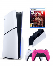 Приставка Sony Playstation 5 slim 1 Tb+2-ой геймпад(розовый)+зарядное+UFC 5 Приставка Sony Playstation 5 slim 1 Tb+2-ой геймпад(розовый)+зарядное+UFC 5