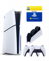 Sony Playstation 5 slim 1 Tb с дисководом+2-ой геймпад(белый)+зарядное+Делюкс 12 месяцев