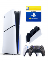 Sony Playstation 5 slim 1 Tb с дисководом+2-ой геймпад(камо)+зарядное+Делюкс 12 месяцев