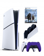 Приставка Sony Playstation 5 slim 1 Tb+2-ой геймпад(пурпурный)+зарядное+God of War Приставка Sony Playstation 5 slim 1 Tb+2-ой геймпад(пурпурный)+зарядное+God of War