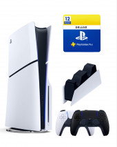 Sony Playstation 5 slim 1 Tb с дисководом+2-ой геймпад(черный)+зарядное+Делюкс 12 месяцев