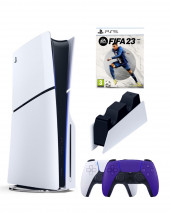 Приставка Sony Playstation 5 slim 1 Tb+2-ой геймпад(пурпурный)+зарядное+Fifa 23 Приставка Sony Playstation 5 slim 1 Tb+2-ой геймпад(пурпурный)+зарядное+Fifa 23