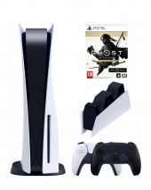 Игровая приставка Sony PlayStation 5 (3-ревизия)+2-й геймпад(черный)+зарядное+Призрак Цусимы Игровая приставка Sony PlayStation 5 (3-ревизия)+2-й геймпад(черный)+зарядное+Призрак Цусимы