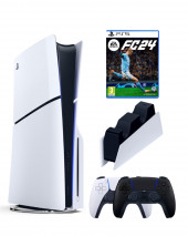 Приставка Sony Playstation 5 slim 1 Tb+2-ой геймпад(черный)+зарядное+FC24 Приставка Sony Playstation 5 slim 1 Tb+2-ой геймпад(черный)+зарядное+FC24