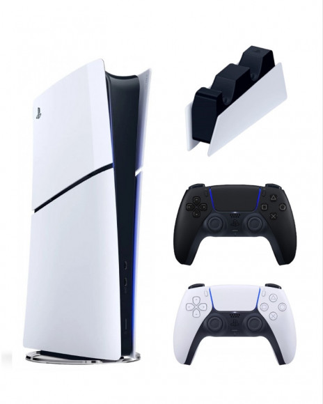 Игровая консоль Sony PlayStation 5 Slim Digital(без дисковода)+2-ой геймпад(black)+зарядка