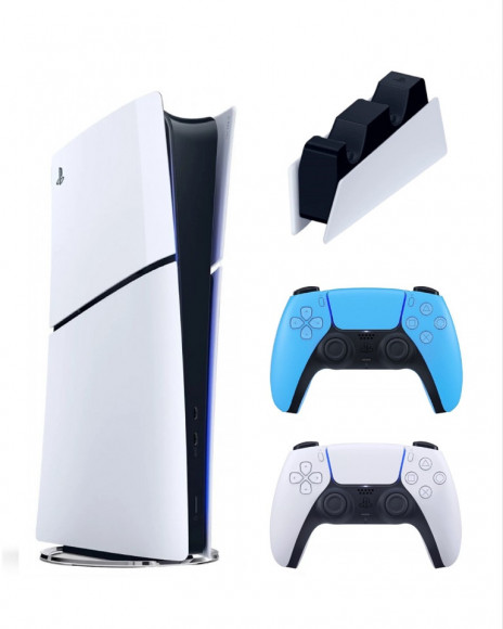Игровая консоль Sony PlayStation 5 Slim Digital(без дисковода)+2-ой геймпад(blue)+зарядка