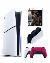 Приставка Sony Playstation 5 slim 1 Tb+2-ой геймпад(красный)+зарядное+Assassins Mirage Приставка Sony Playstation 5 slim 1 Tb+2-ой геймпад(красный)+зарядное+Assassins Mirage