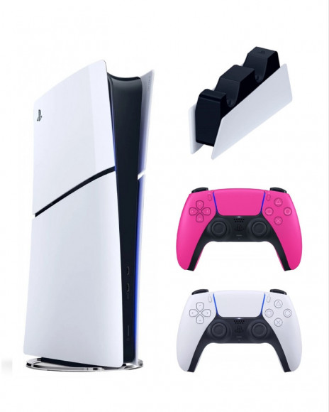 Игровая консоль Sony PlayStation 5 Slim Digital(без дисковода)+2-ой геймпад(pink)+зарядка