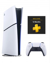 Игровая приставка Sony PlayStation 5 Slim, цифровая версия, белый+подписка 12 месяцев